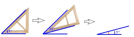 用三角尺画一个15°的角.下面的画法对吗?