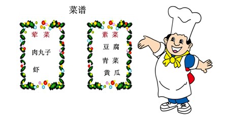 下面是快餐店的菜谱,1份快餐,含1个荤菜和1个